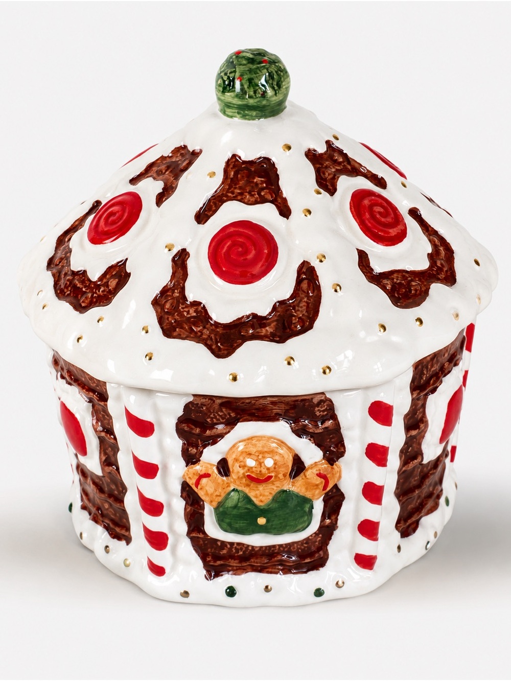 Macys Holiday Gingerbread Cookie Jar New 90s y2k christmas gold spots with lid